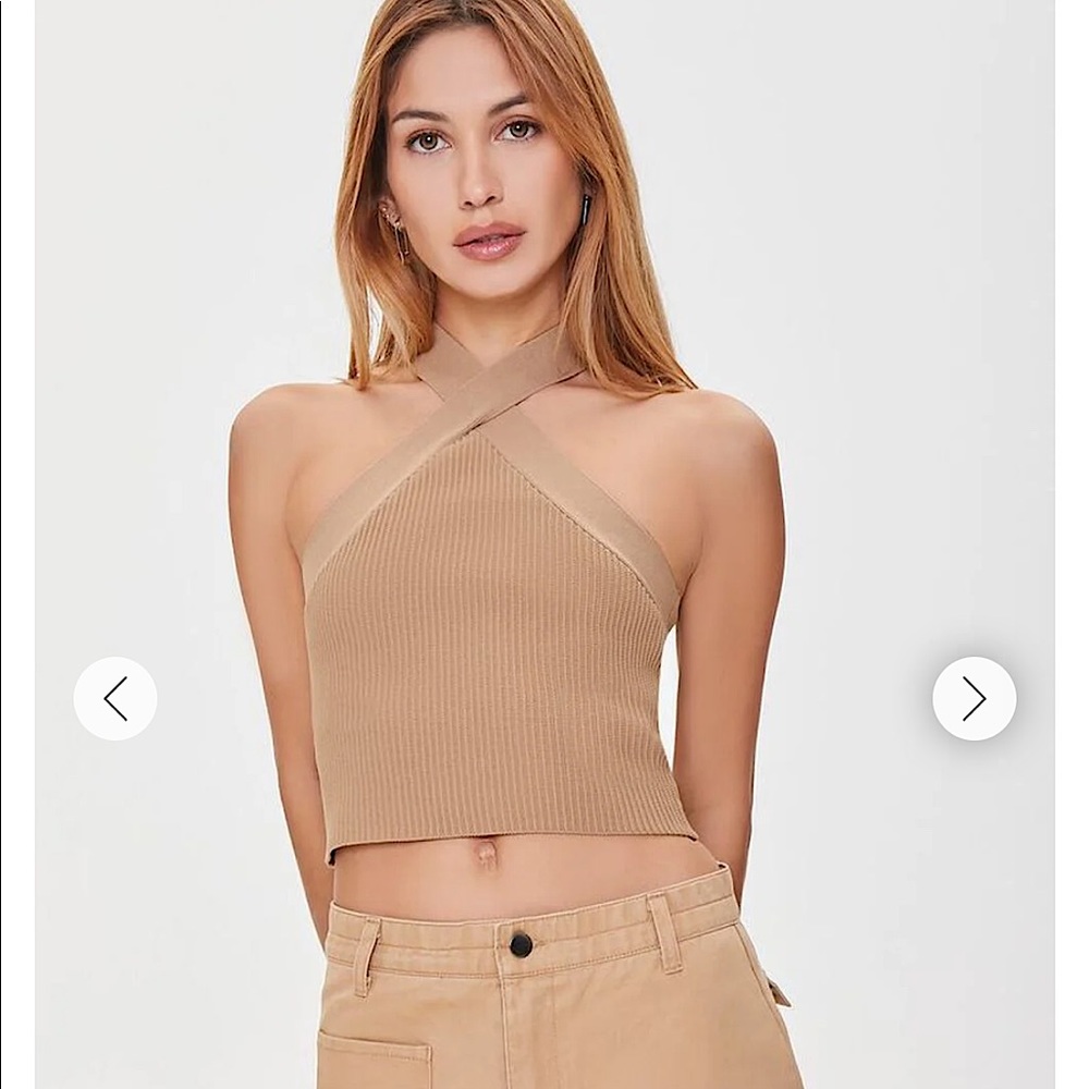 Forever21 Sweater-Knit Halter Crop Top in Cappuccino Brown NWT — Medium